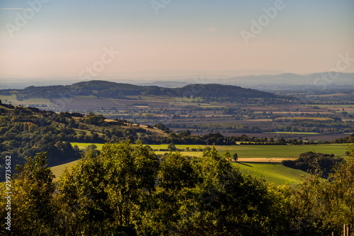 view of the cotswolds from broadway tower worcestershire england uk photo