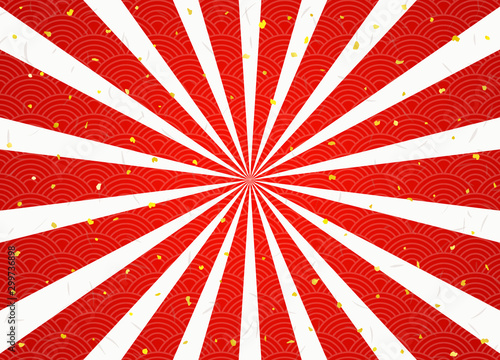 放射状の伝統柄背景　和紙テクスチャ