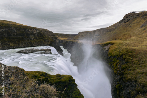 Gullfoss waterfall Iceland in autumn.