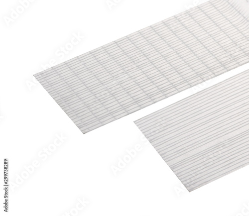 Reinforced adhesive tape fragment on a white background isolated