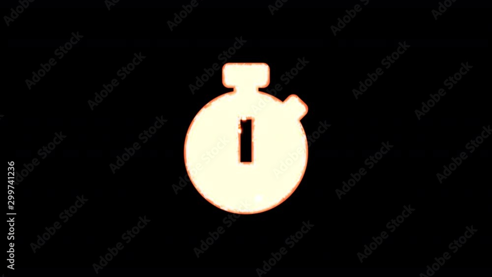 Symbol stopwatch burns out of transparency, then burns again. Alpha channel Premultiplied - Matted with color black Symbol stopwatch burns out of transparency, then burns again. Alpha channel Premultiplied - Matted with color black