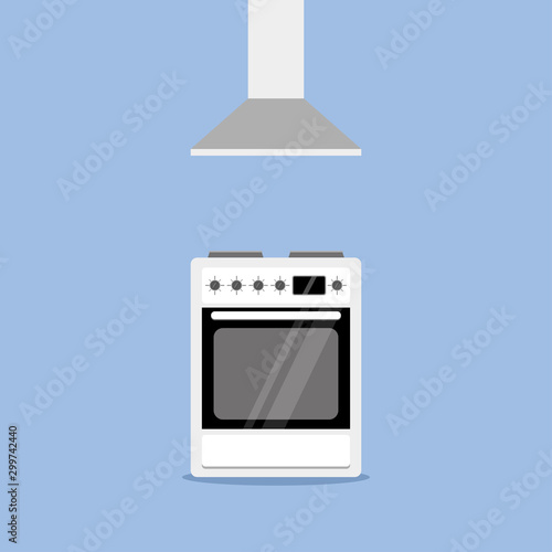 Electric oven and stove for domestic cooking. Vector flat design