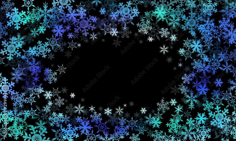 幻想的な青系の雪の結晶のフレーム素材stock Illustration Adobe Stock