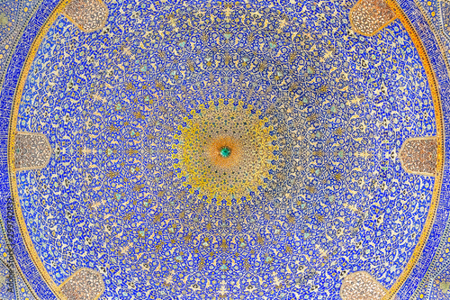Traditional Iranian Persian Painting in Lotfollah Mosque. Iran. Isfahan. Ancient Persia. photo
