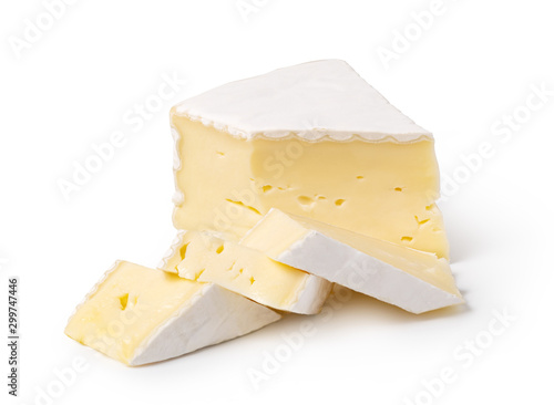 Fotografie cheese brie on a white background