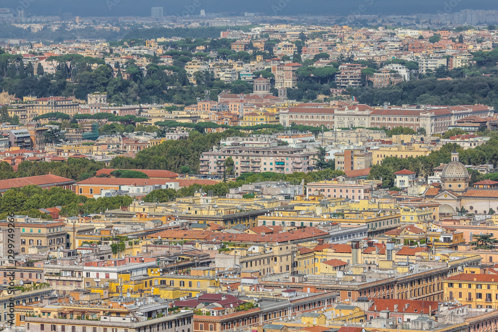 View of Rome from the panorama of the grounds of St. Peter's Basilica.