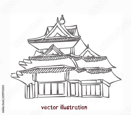 Fototapeta Naklejka Na Ścianę i Meble -  vector sketch of chinese pagoda