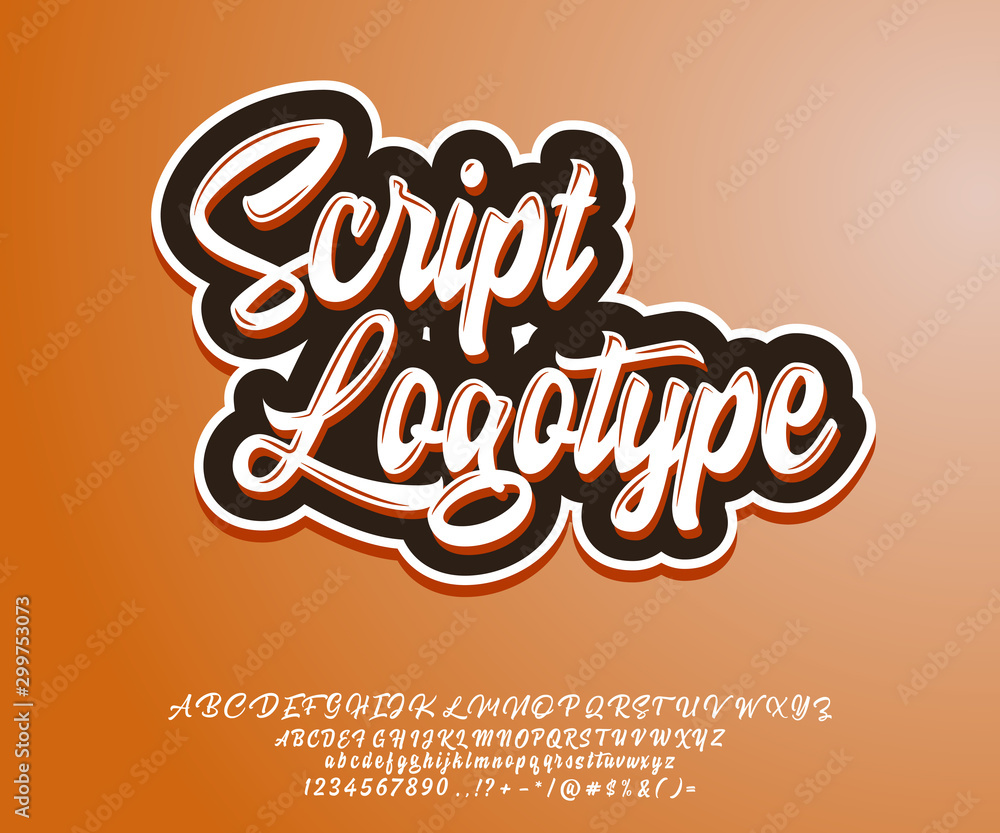 Script Logotype. Serif script typeface for lettering print.