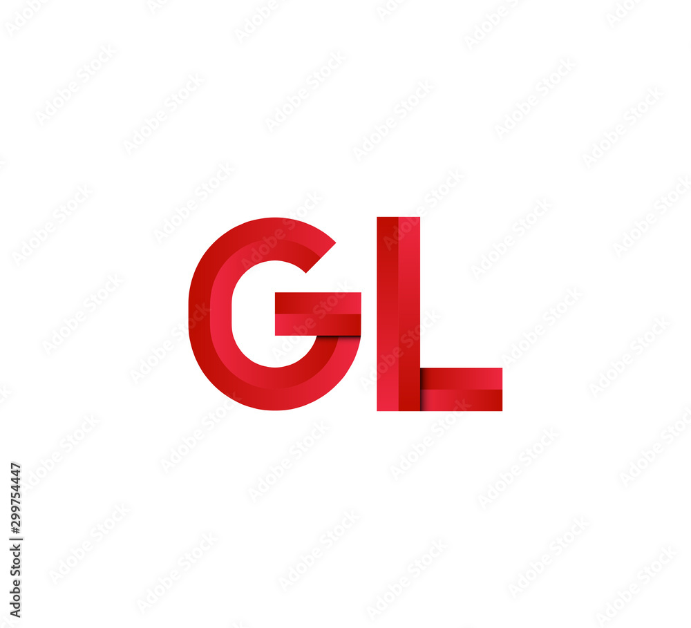 Fototapeta premium nitial two letter red 3D logo vector GL