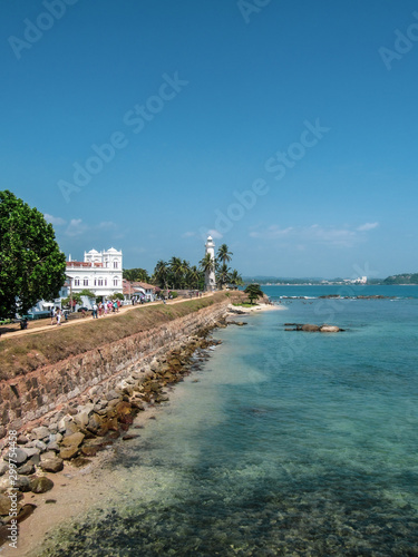 View on the walls, and lightower in Galle Fort in south of Sri Lanka.