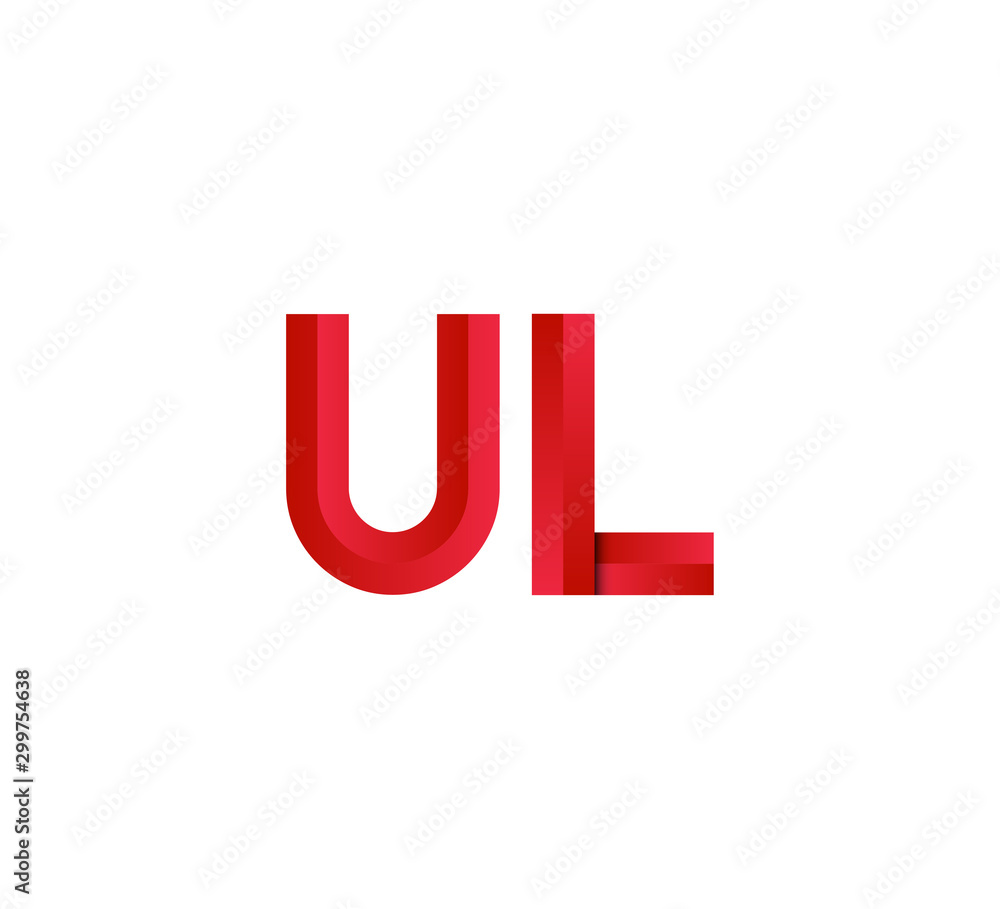 nitial two letter red 3D logo vector UL nitial two letter red 3D logo vector UL