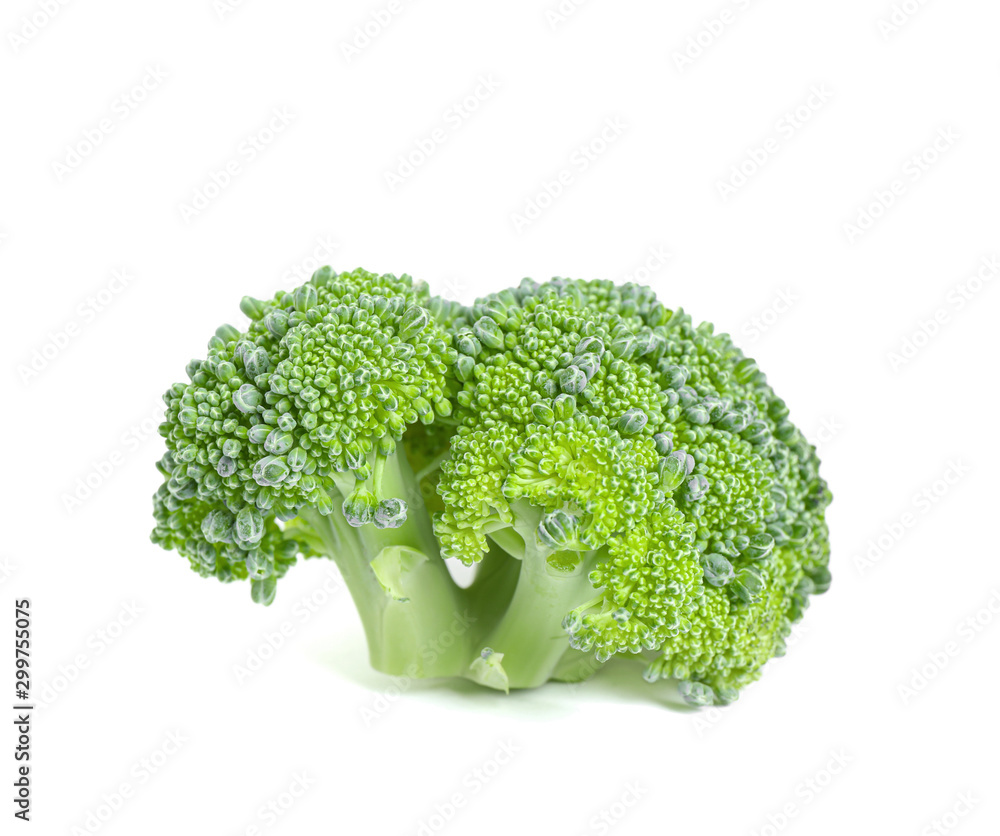 Fresh green raw broccoli on white background Fresh green raw broccoli on white background