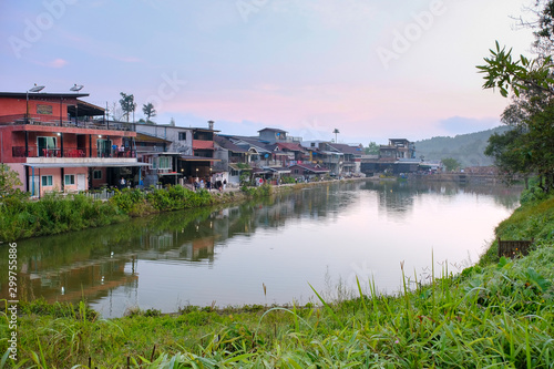 The houses on the lake at Ban E-Tong Kanchanaburi, Thailand nearly Pilok mine
