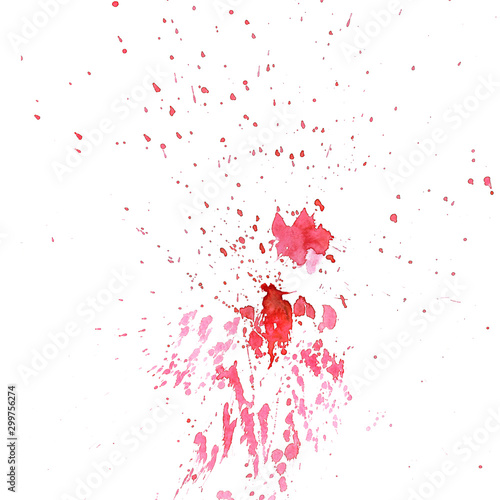 Beautiful watercolor ink drops on white paper, splatter spreading on clear background. Perfect for motion graphics, digital composition.