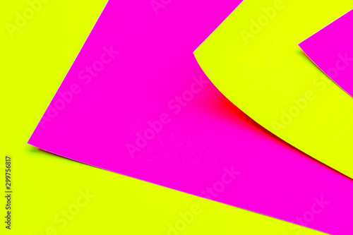 Trendy bold color duotone neon background in pink and yellow with place for text