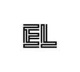 Initial two letter black line shape logo vector EL