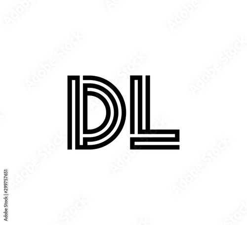 Initial two letter black line shape logo vector DL