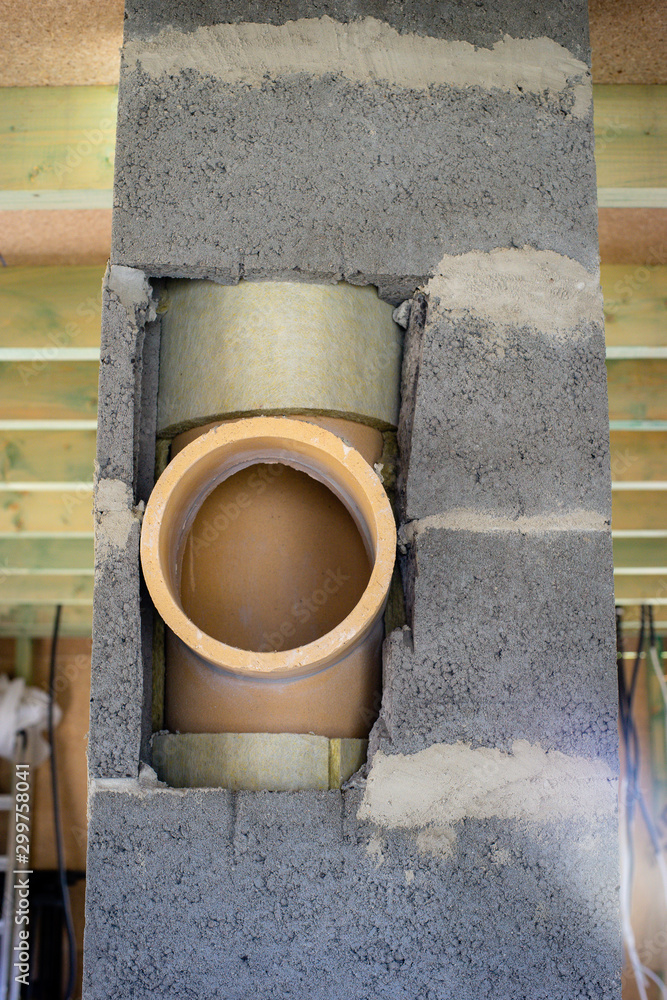 Chimney construction, porcelain insert hole Chimney construction, porcelain insert hole