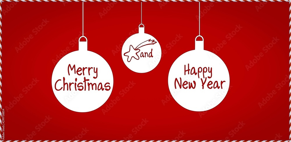 Naklejka premium merry christmas and happy new year illustration