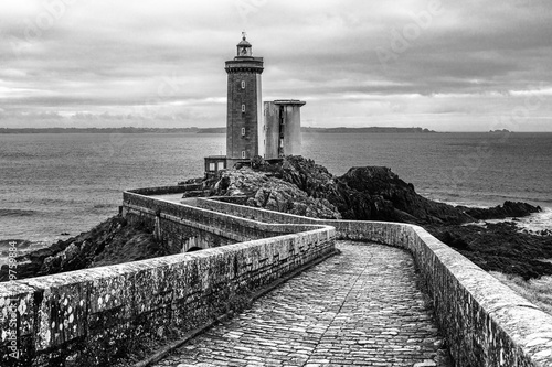 F, Bretagne, Finistère, Küste, Leuchtturm an der Pointe Minou