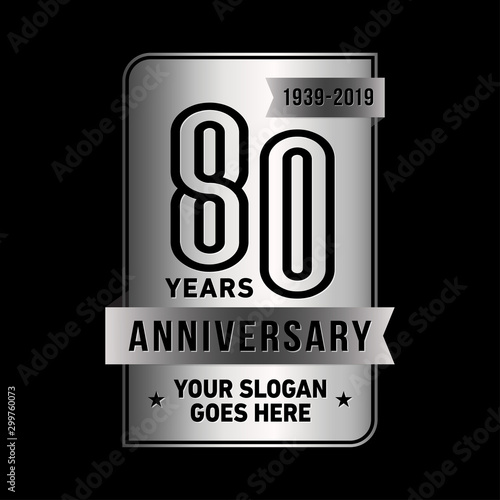 80 years anniversary design template. Eighty years celebration logo. Vector and illustration.