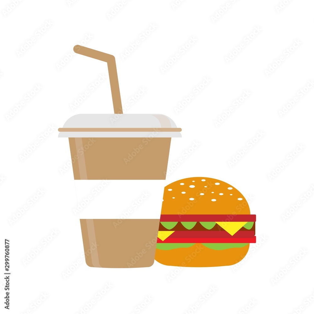 Fast Food icon Cafe collection in flat style illustration. Fast Food icon Cafe collection in flat style illustration.