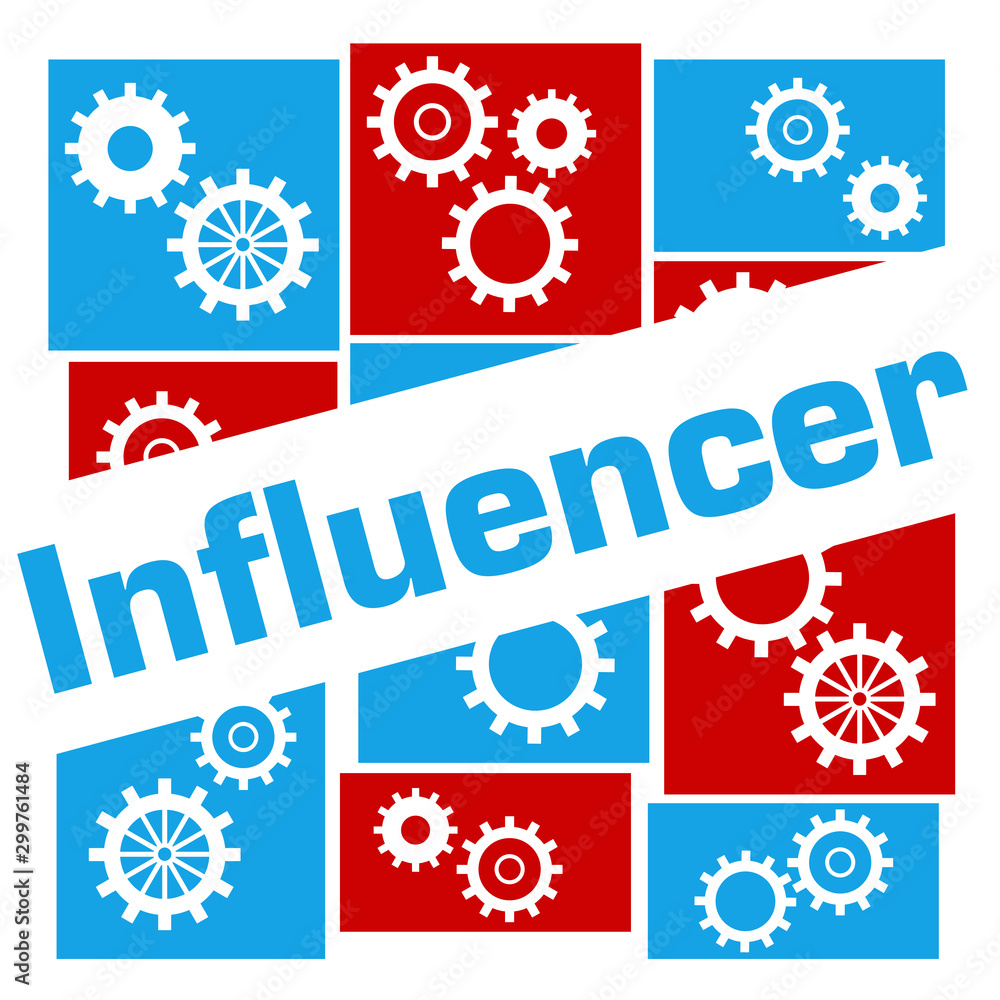Influencer Blue Red Gears Grid Badge Style 