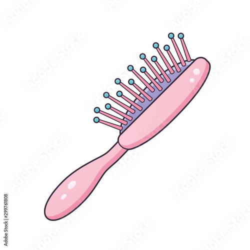 Pink hair brush or comb isolated