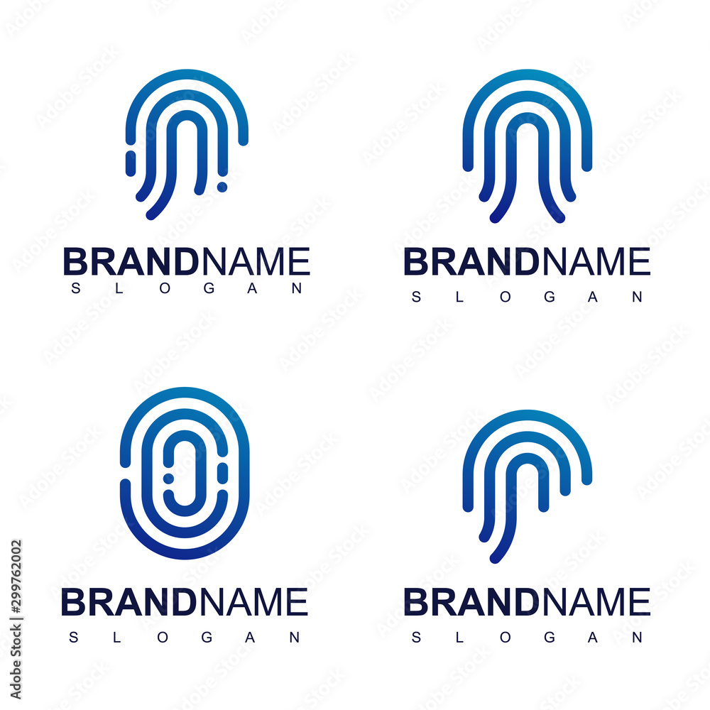 Secure Logo With Fingerprint Symbol Secure Logo With Fingerprint Symbol