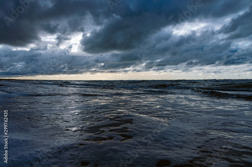 Baltic sea in dark autumn day.