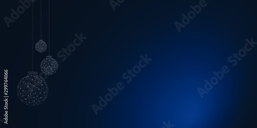 kleine leuchtende Christbaumkugeln auf blauem Hintergrund