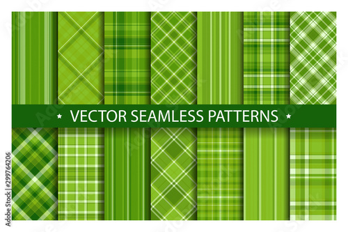 Tartan set pattern seamless plaid vector. Geometric background fabric texture. Modern check fashion template for textile print, wrapping paper, gift card, wallpaper flat design.