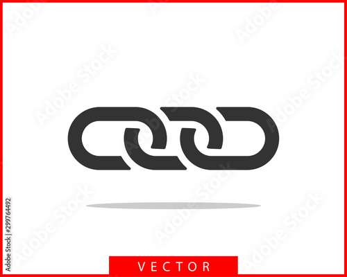 Chain link vector icon. Chainlet element flat design. Concept connection symbol isolated on white background.