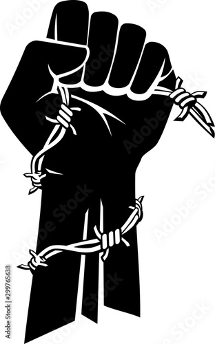 Revolt Fist with Swirling Barbwire