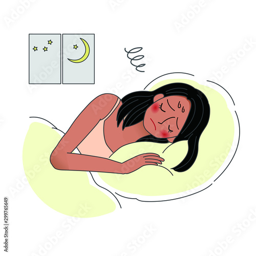 不眠症の女性のイラスト