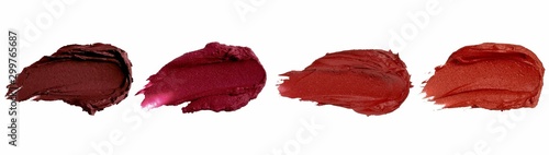 luxury red paint cosmetic lip texture brush copy space with gold frame