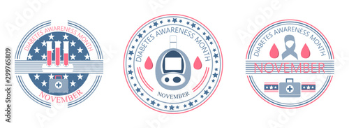 Diabetes Awareness Month on November in USA. American national health care event.