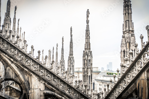 Fotografie, Obraz Milan, duomo aerial view from the top of the cathedral