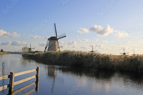 Windmills in Kinderdijk, Netherlands.