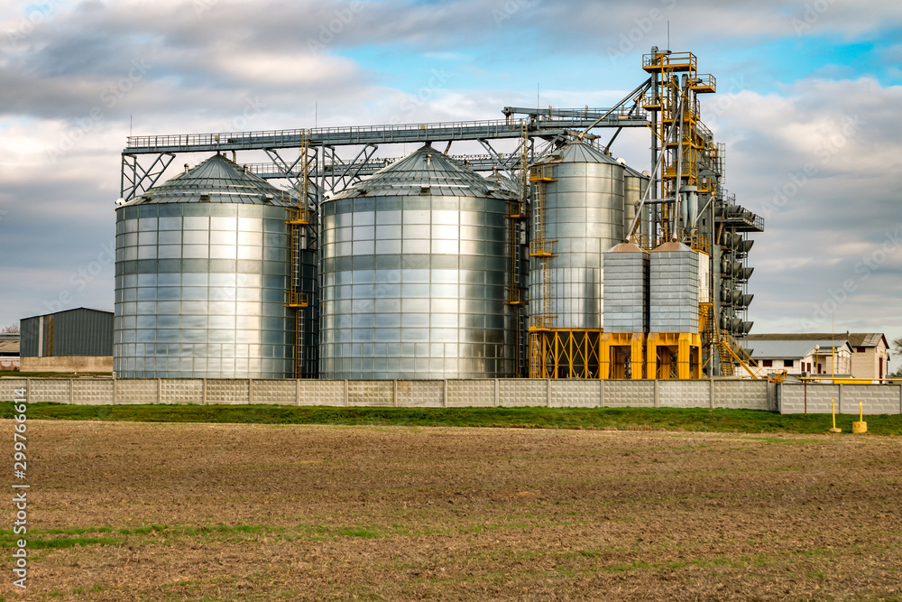 agro-processing and manufacturing plant for processing and silver silos for drying cleaning and storage of agricultural products, flour, cereals and grain. Granary elevator agro-processing and manufacturing plant for processing and silver silos for drying cleaning and storage of agricultural products, flour, cereals and grain. Granary elevator