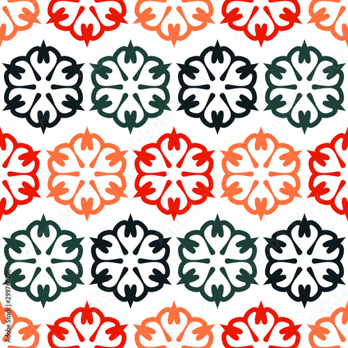 Seamless pattern with bright colorful geometric elements.