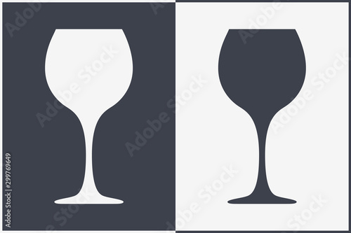Vector Silhouette Wine Glass. Icon, Symbol, Logo. Alcohol Beverage