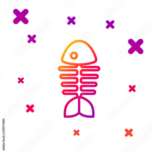 Color line Fish skeleton icon isolated on white background. Fish bone sign. Gradient random dynamic shapes. Vector Illustration