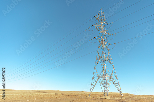 A turret of transport of electricity of big size and with lines of high tension