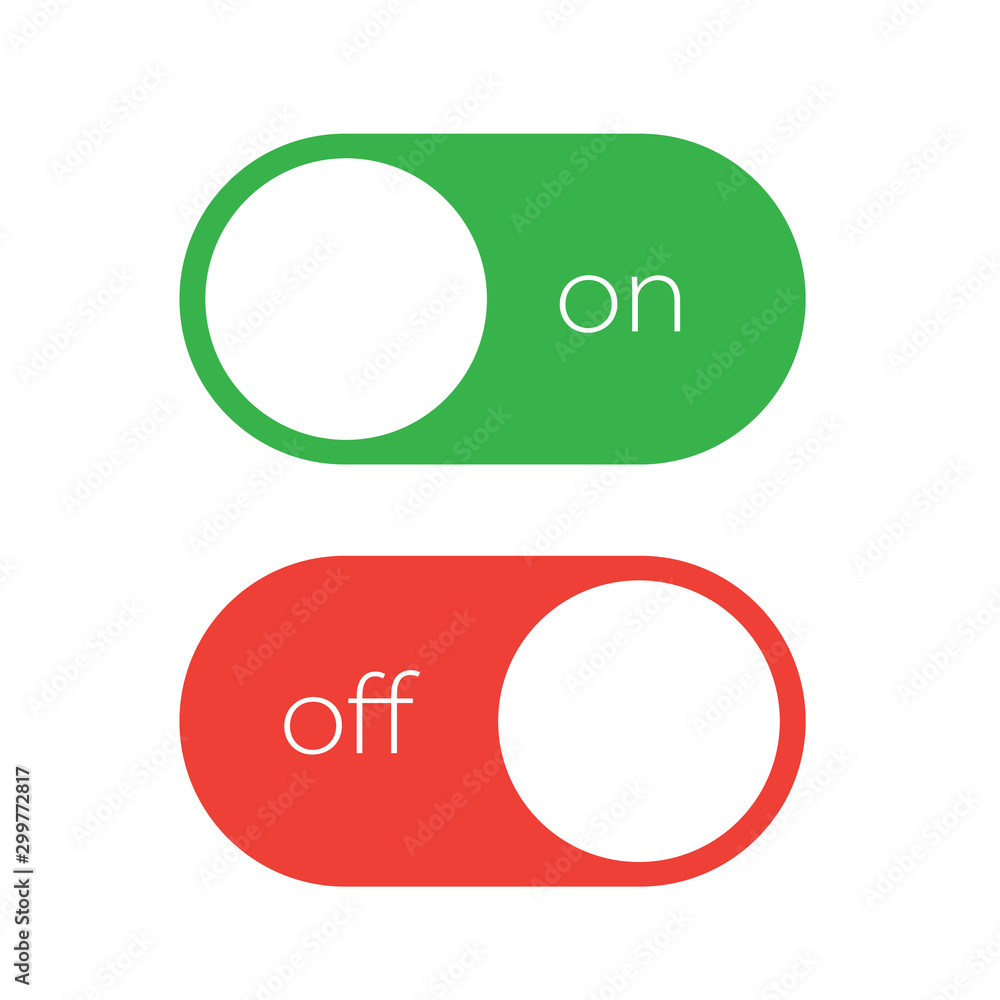 On and off tumbler. User interface element slider switch On and off tumbler. User interface element slider switch