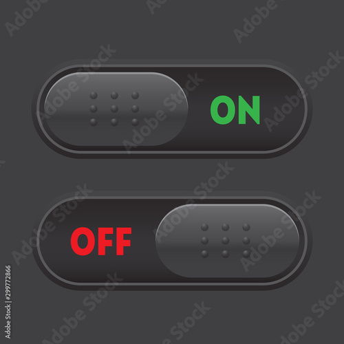 On and off tumbler. User interface element slider switch