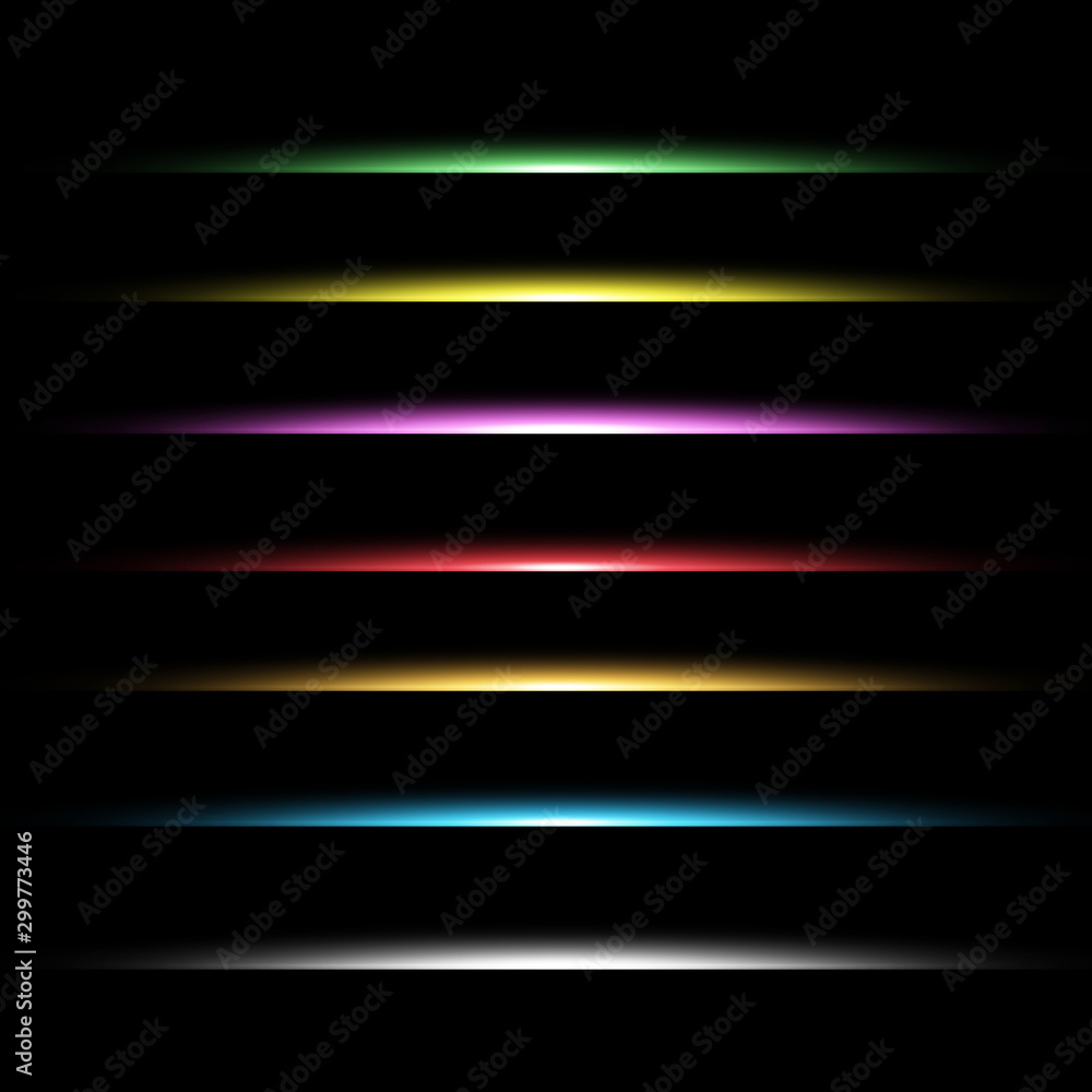 vector set of neon laser glow light . horizontal gleaming line flash effect on transparent. Decorative colorful highlight design detail for text ads and titles. vector set of neon laser glow light . horizontal gleaming line flash effect on transparent. Decorative colorful highlight design detail for text ads and titles.