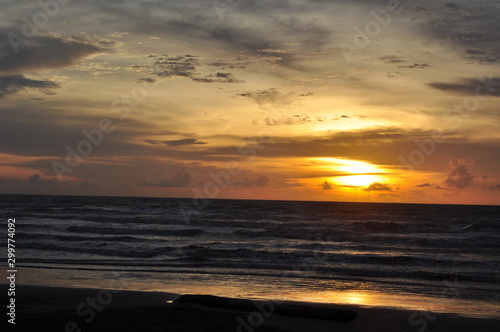 Miri, Sarawak / Malaysia - October 7, 2019: The beautiful beaches of Luak Bay and Tanjung Lubang during Sunset at Miri, Sarawak