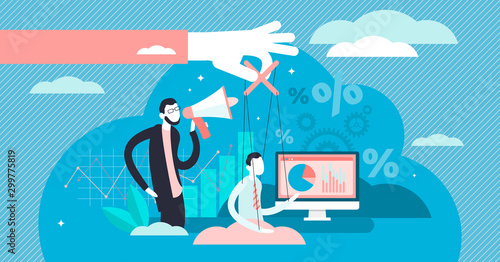 Control freak vector illustration. Flat tiny office behavior person concept