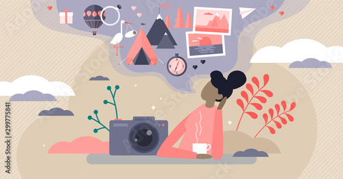 Sweet memories vector illustration. Tiny nostalgia feeling persons concept.